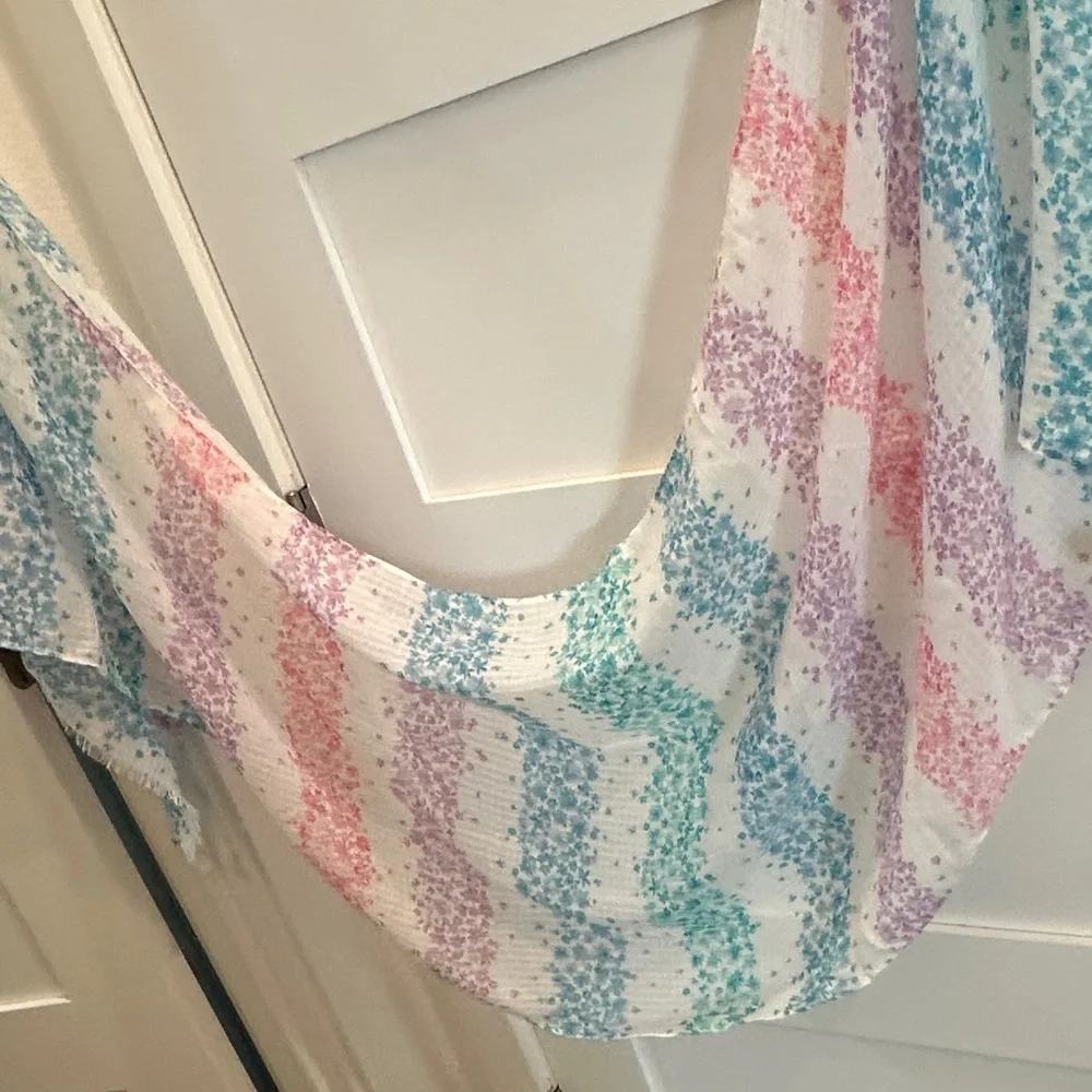 Talbots Pastel Floral Colorful Scarf